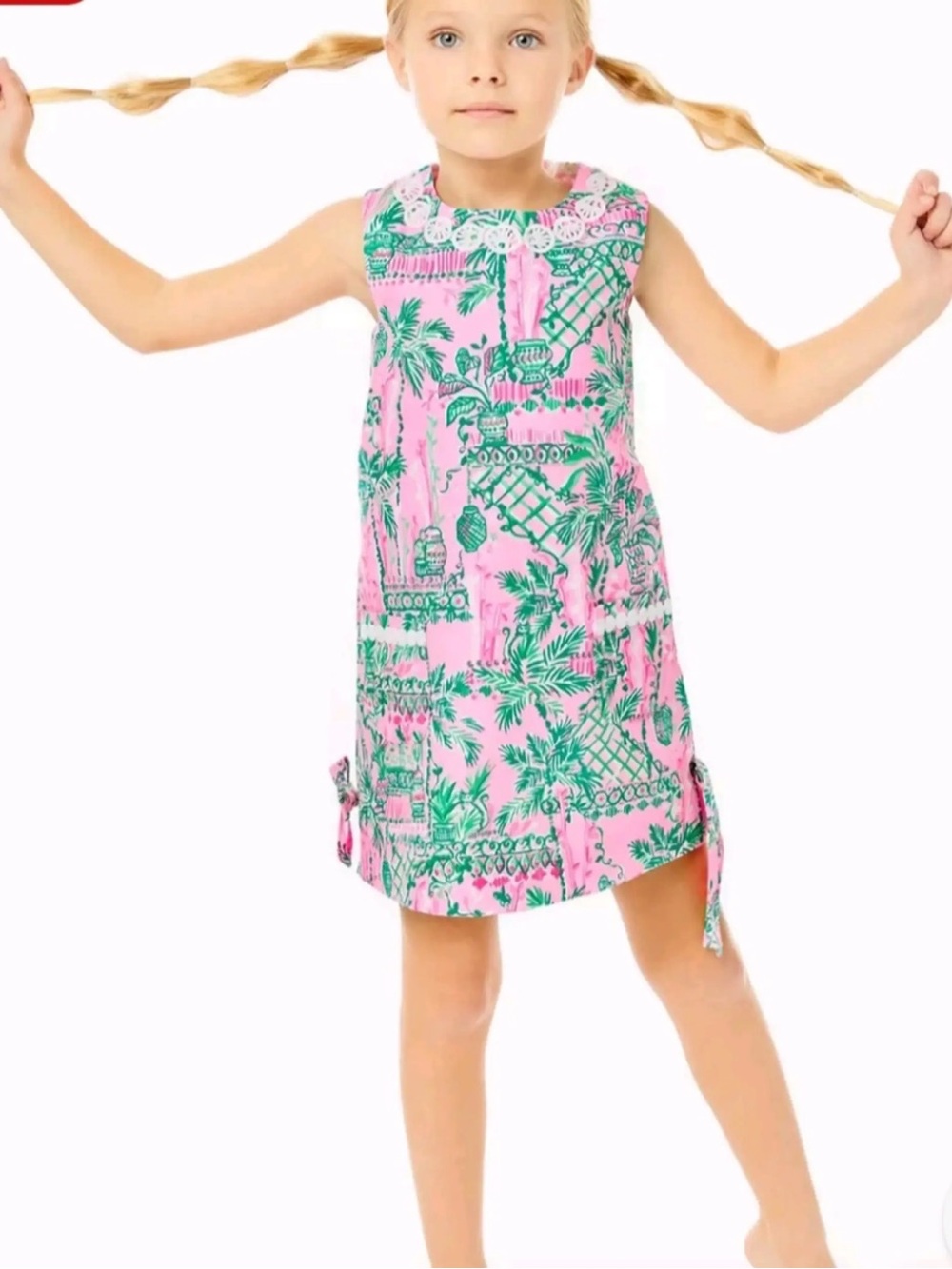 Lilly Pulitzer Girls' Pink & Green Tropical Print Dress